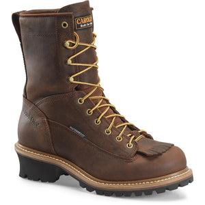 Carolina Shoe 8" WATERPROOF LACE TO TOE STEEL TOE LOGGER CA9824-2E-7.5