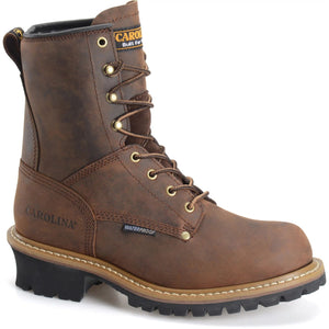 Carolina Shoe 8" WATERPROOF STEEL TOE LOGGER CA9821-D-9